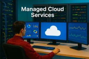Managed cloud services engineer monitoring infrastructure across multiple systems
